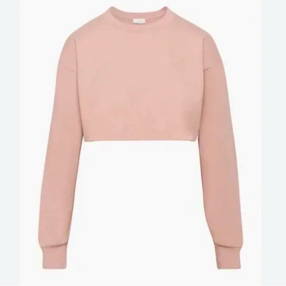 Aritzia Azure Skies Laid Back 100% Cotton Long Sleeve Tee Fawn Pink Size XS